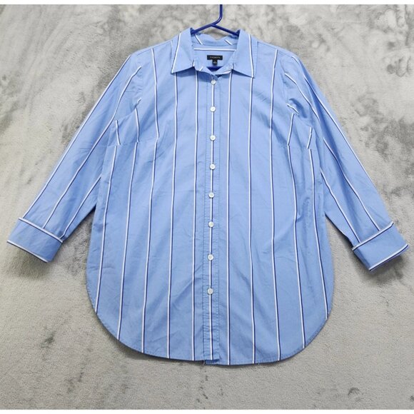 Talbots Other - Talbots Top Womens S Blue Striped Classic Cotton Shirt Long Sleeve Button Up